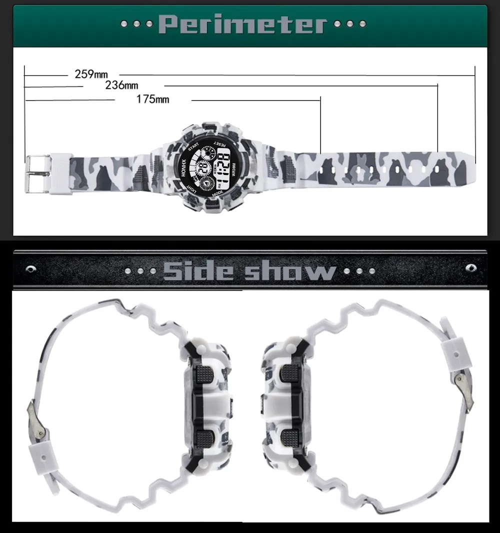 Светодиодные цифровые часы мужские водонепроницаемые модные аналоговые