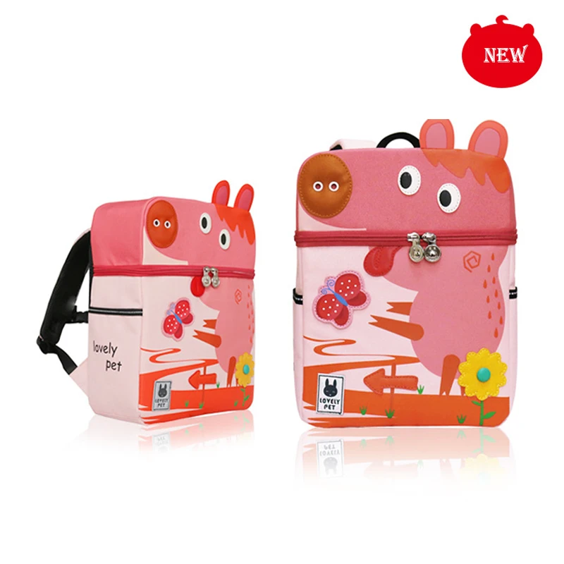2-Small-Pig Новые детские рюкзаки, милые школьные сумки с принтом единорога, динозавра из мультфильма для девочек и мальчиков 1-3 класса, Детский рюкзак с защитой от потери - Цвет: 2-Small-Pig