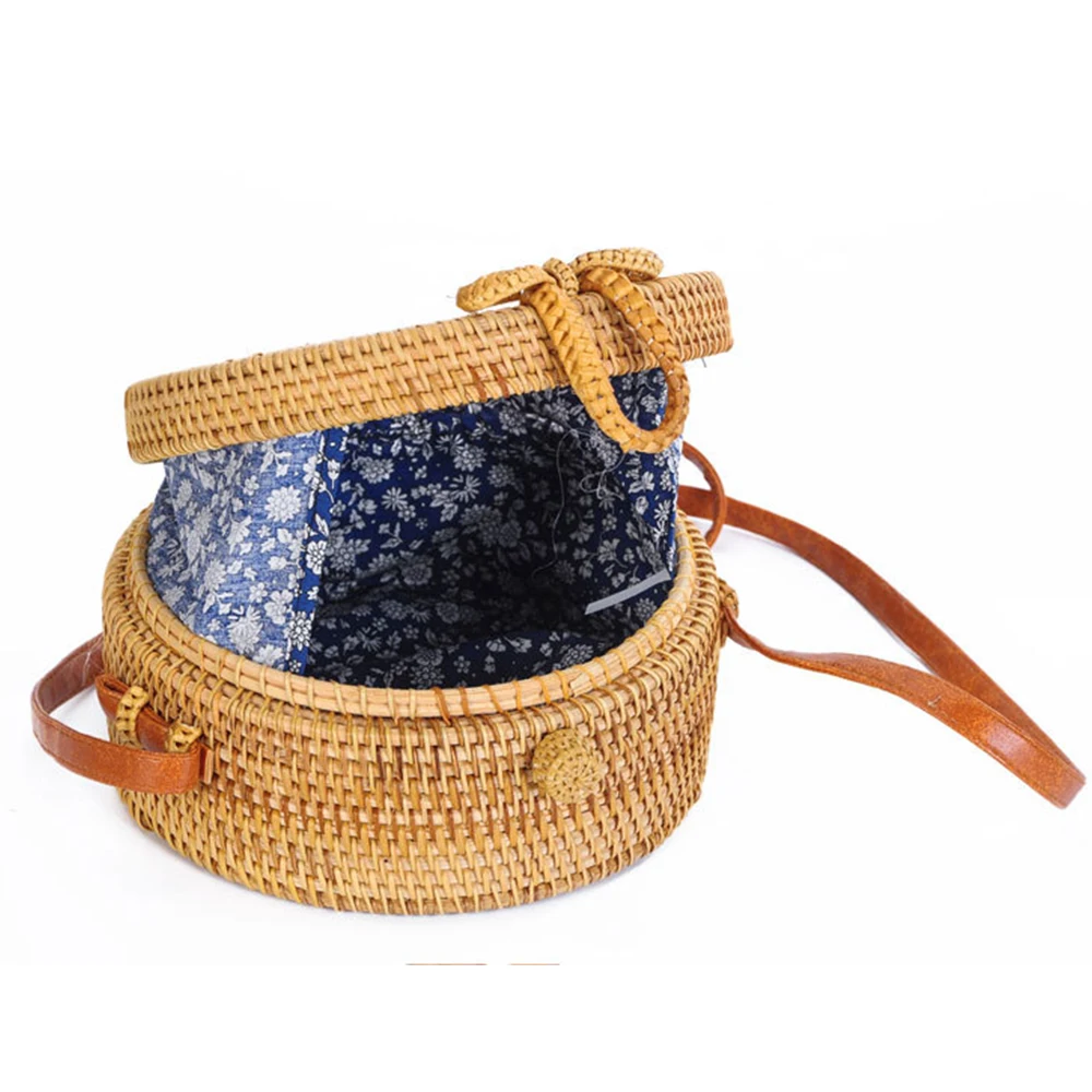 Плетеные сумки из ротанга с вышивкой через плечо Пляжная соломенная вязка