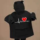 Женский толстый Свободный свитшот, Повседневный пуловер с капюшоном и надписью лягушки в стиле Харадзюку, Толстовка С Карманами, утепленный пуловер для женщин на осень