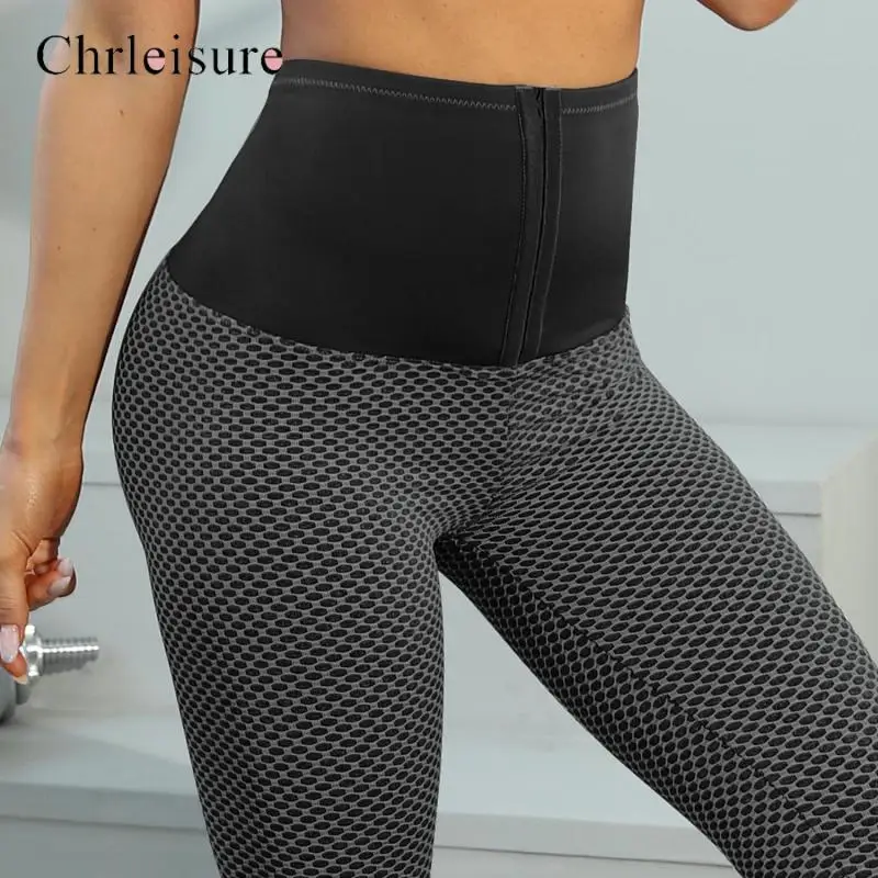 

CHRLEISURE Sports Leggings Women Dot High Waist Fitness Leggings Push Up Workout Booty Gym Legging Tight Pants Knitted Spandex