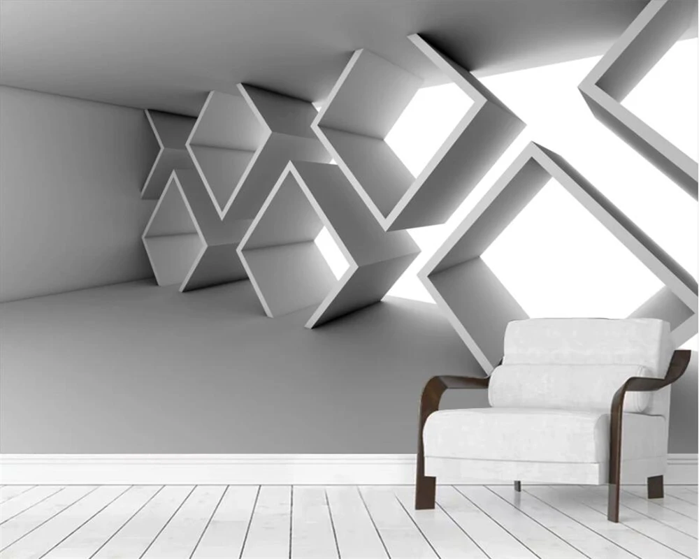 3D цементная стена beibehang геометрическое здание расширение пространства фото