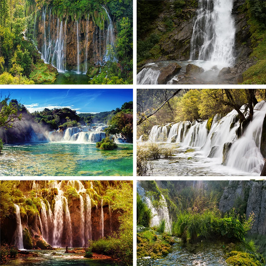 Nitree водопад голубое небо лес пейзаж природный течения сцены фон фотостудия