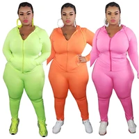 plus size clothes xl 5xl two piece set women zipper up top leggings high strech fitness outfitactive wear wholesale dropshpping