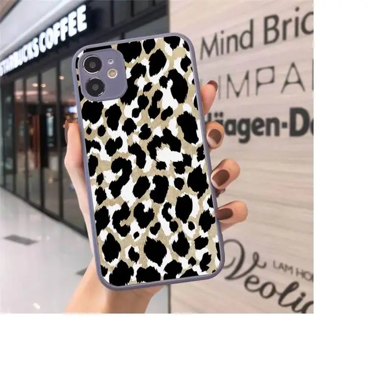 

Leopard Phone Case matte transparent For gray iPhone 7 8 x xs xr 11 12 pro plus max mini Funda Clear