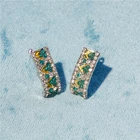 Новые модные популярные изысканные круглые зеленые циркониевые серьги женские элегантные романтические банкетные украшения аксессуары подарки оптом