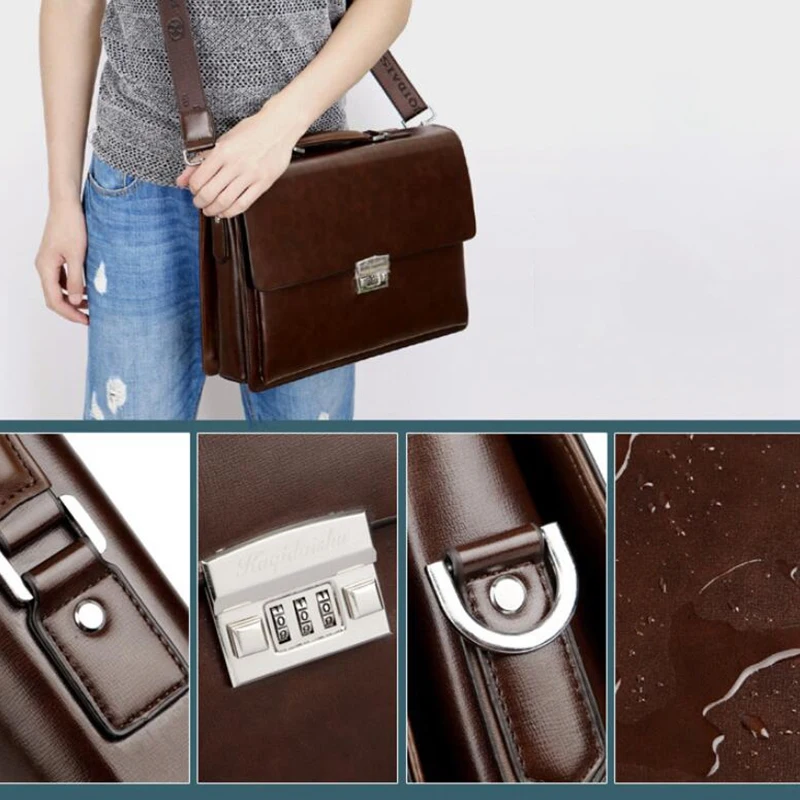 Деловая сумка для мужчин вместительный портфель из воловьей кожи мессенджер на