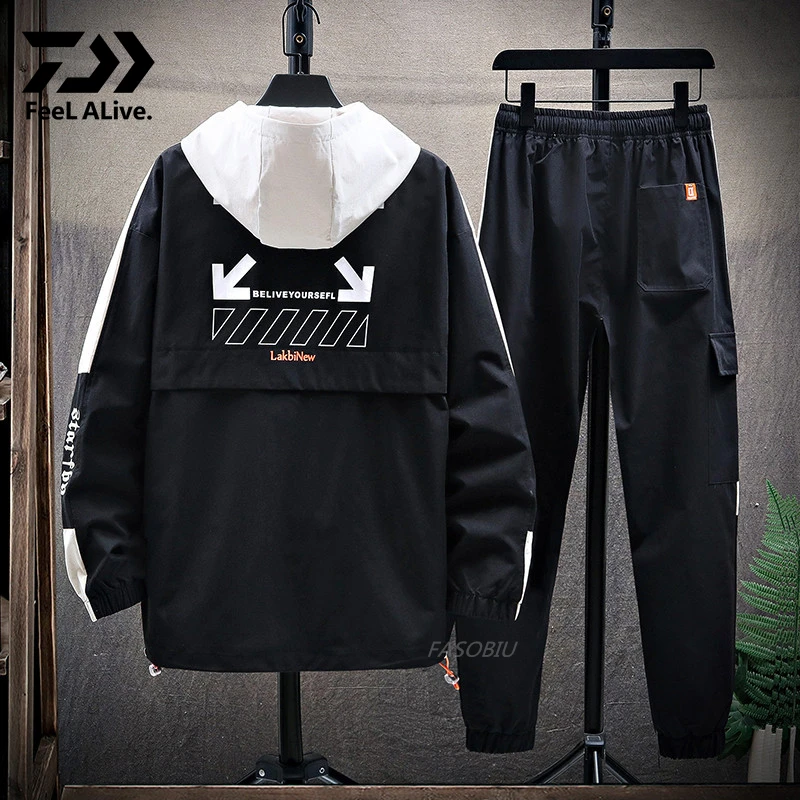 

Daiwa Spring Autumn New Trend Fishing Clothes High Quality Windproof Long Sleeve Hooded Fishing Jackets Sport Fishing Set Men's