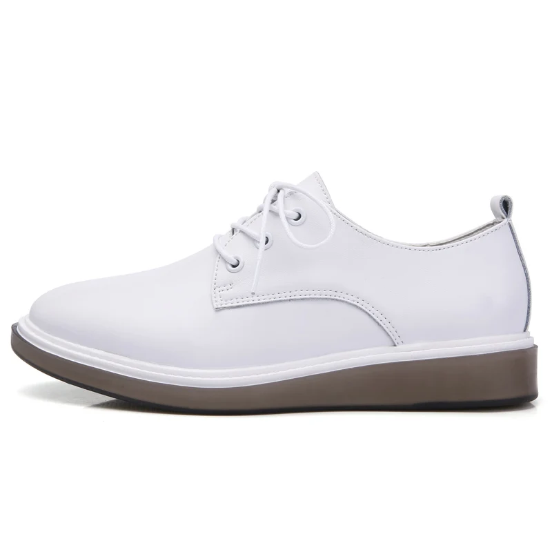 2019 г. осенние женские туфли Оксфорды балетки на плоской подошве белые