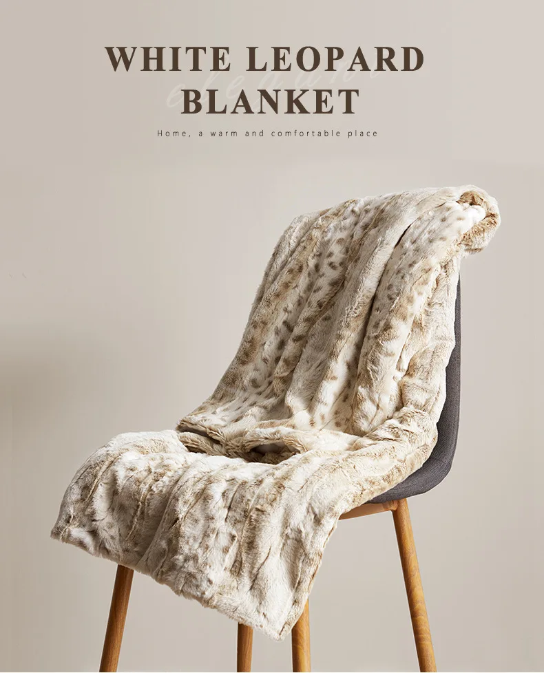 

Winter new blanket thickened white leopard double nap warm knee