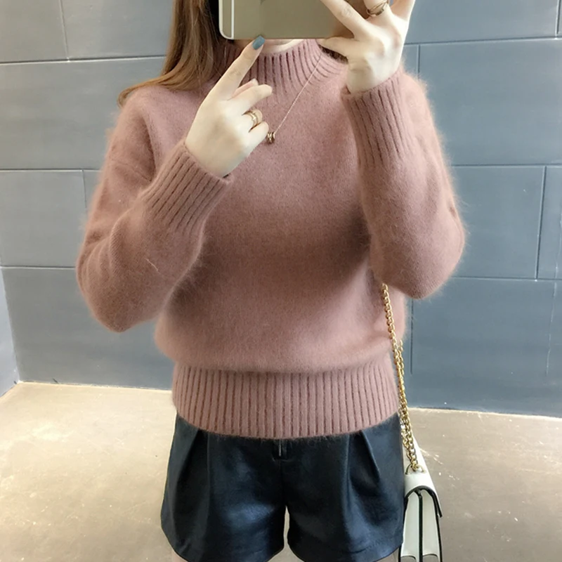 Кашемировый свитер для женщин белый зимний шерстяной мохеровый бархатный