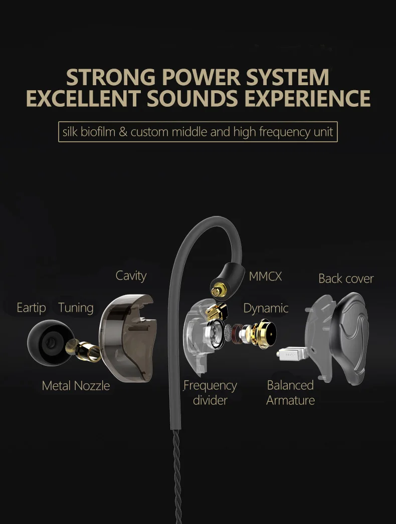 SHUOER S10 1DD+ 2BA гибридные наушники в ухо HIFI DJ монитор для бега спортивные наушники ушные наушники гарнитура со съемным кабелем