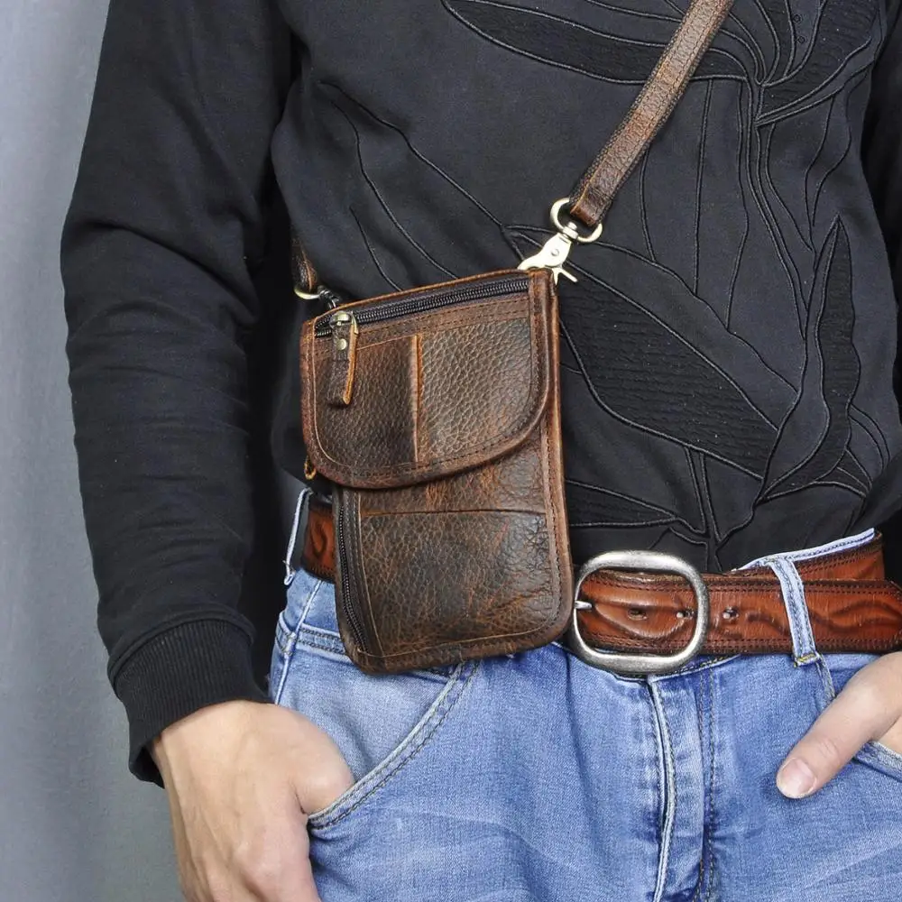 Качественная кожаная мужская повседневная многофункциональная маленькая