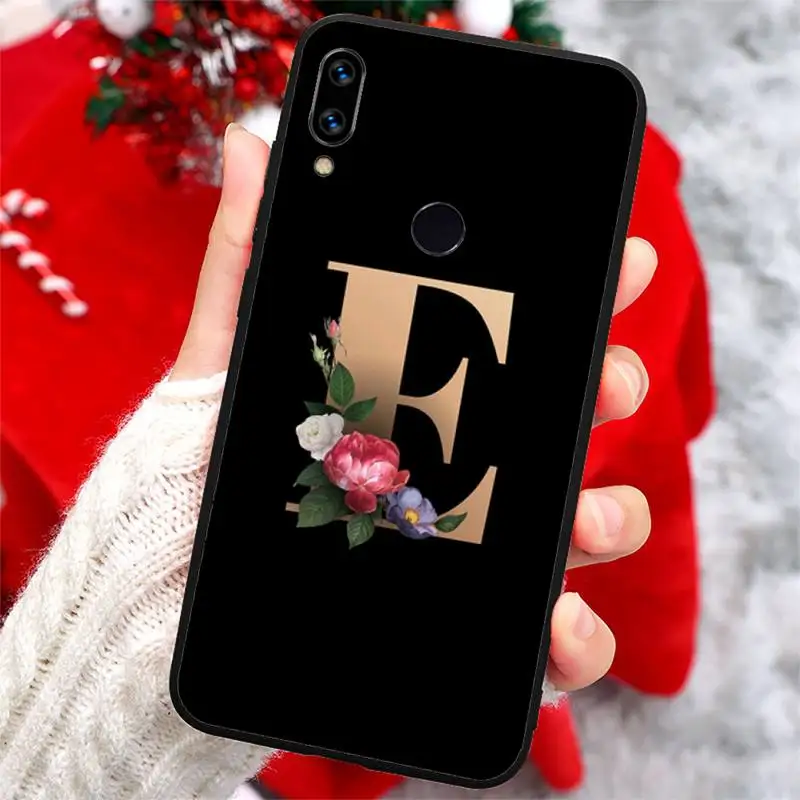 

Flowers and letters black art Phone Case For Xiaomi Redmi note 7 8 9 t k30 max3 9 s 10 pro lite