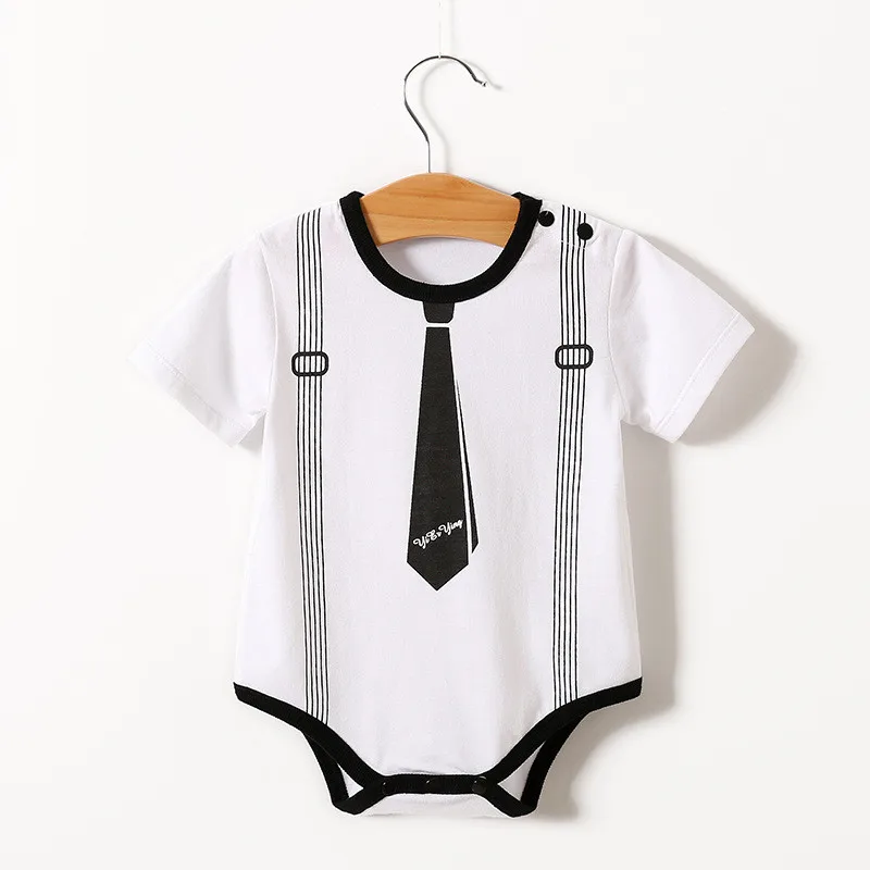White Tie Детские Боди для маленьких мальчиков; цельнокроеный хлопковый комбинезон в джентльменском стиле; одежда с галстуком-бабочкой; костюм с рисунком; Детский комбинезон с принтом; одежда для малышей - Цвет: White Tie