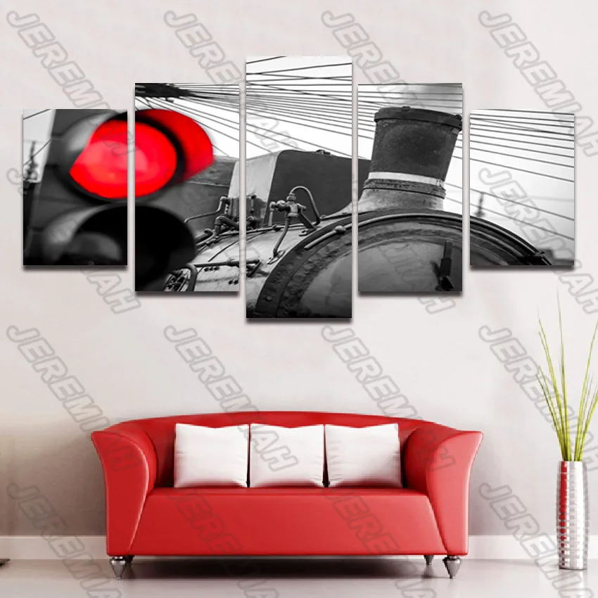 

Red Light Poster On The Road Nordic Style Wall Art Canvas Print Painting Modern Home Decoration