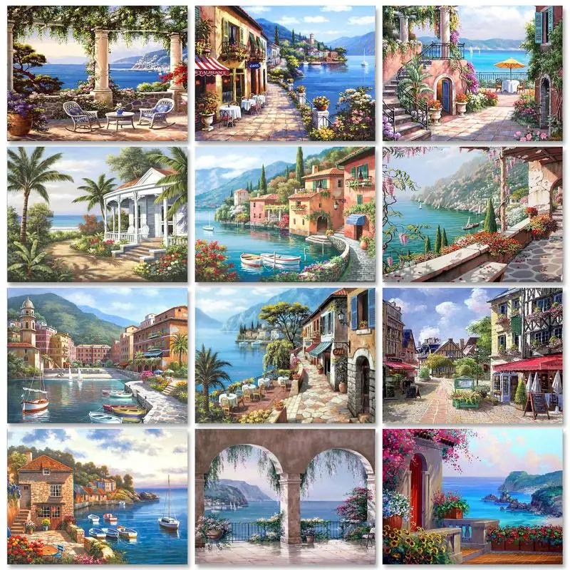 Картина маслом по номерам 60x75 см рисование на холсте пейзаж акварель морской