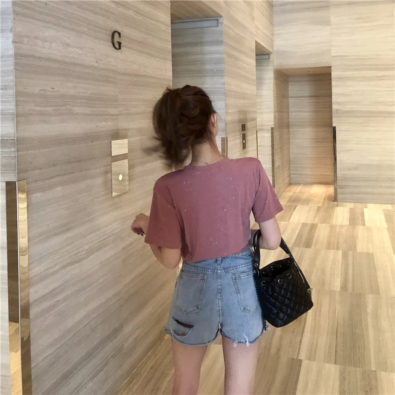 

Internet Celebrity Short Sleeve T-shirt Women's Kong Summer Fashion New Bottoming Shirt Super Popular Inner Wear Loose