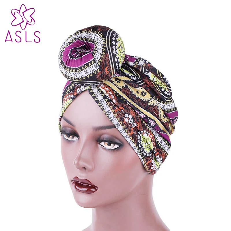 Новый женский Африканский узор Бохо мяч головная повязка шляпа пончик шапочка