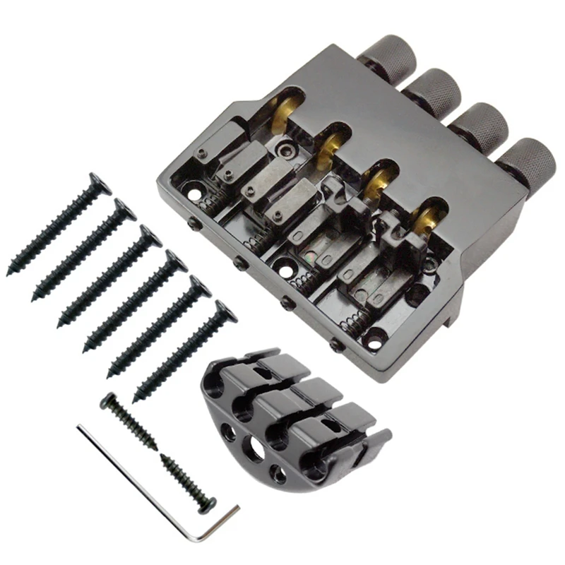 

1 Set Of Black Roller Saddle 4 String Bass Guitar Bridge For Headless Bass Guitar Accessories Parts Musical Instrument
