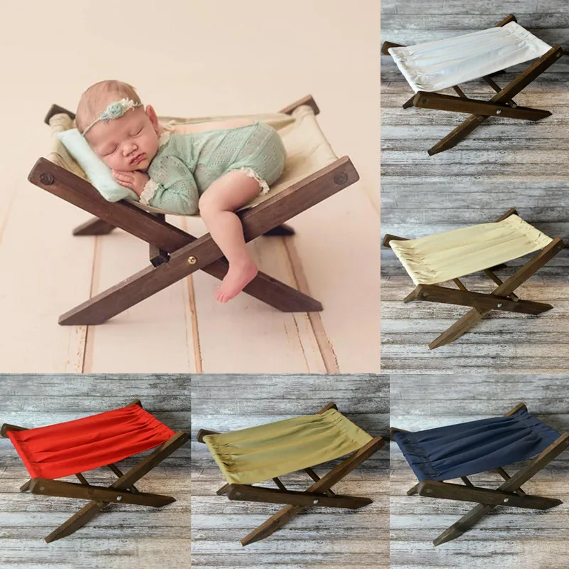 

Newborn Baby Photography Props Deck Chair Multifunctional Wooden Photo Shooting Chair Infant Photo Fotografia Posing Accessories