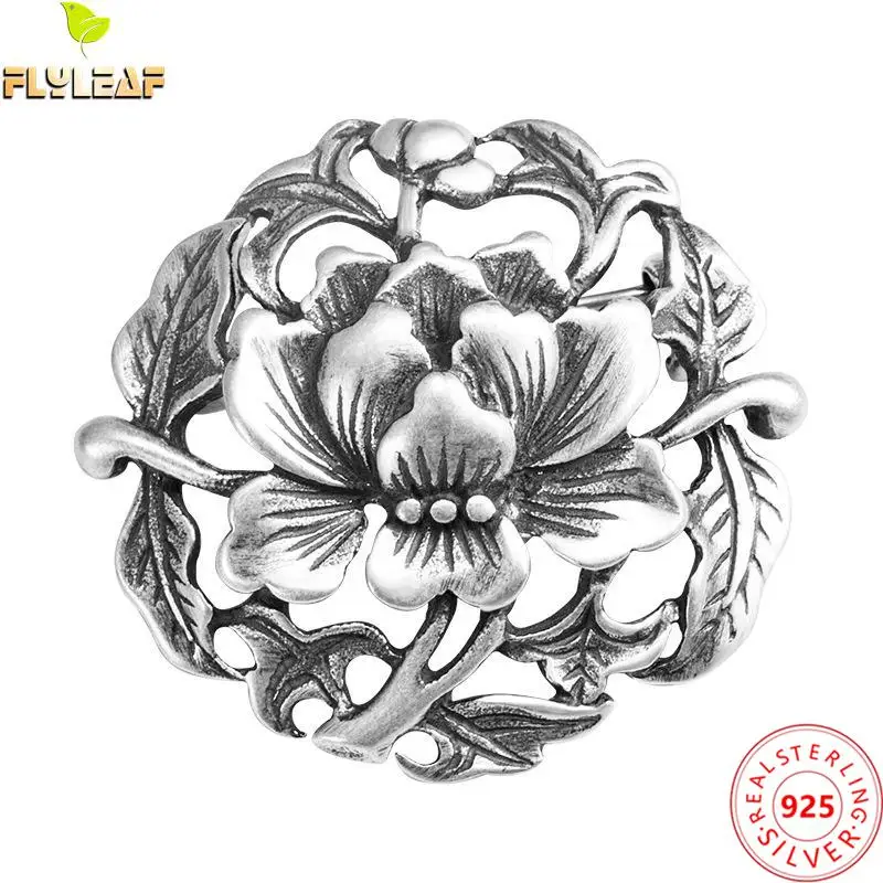 

Real 925 Sterling Silver Jewelry Flower Brooch For Women Original Design Chinese Style Femme Vintage accessories 2022 Trend