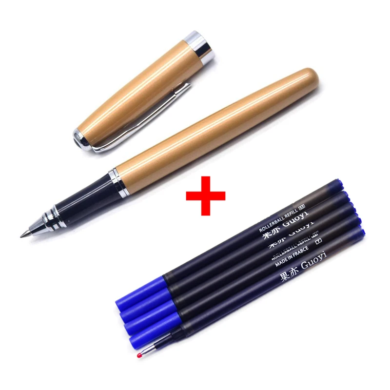 Gold-5 Blue refills CCCAGYA A201 китайский стиль многоцветный металлический корпус гелевая ручка. Канцелярские принадлежности для офиса и школы, 0,5 мм наконечник для письма металлические подарки ручка - Цвет: Gold-5 Blue refills