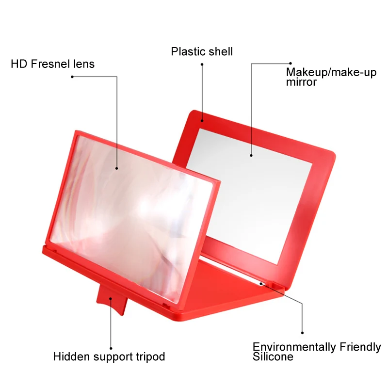 

12in 3D Screen Amplifier Mobile Phone Screen Video Magnifier with Mirror DU55