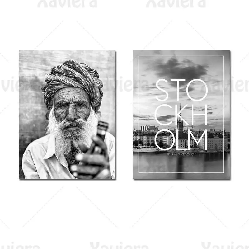 

Black White Canvas Art Prints and Posters Sweden City Stockholm Old Man Deco Painting Photography Photos Living Room Decor Wall