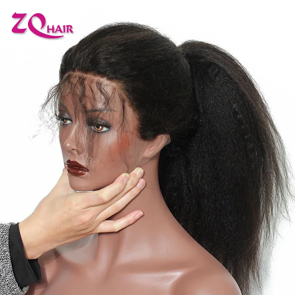 

30 32 Inch Long Remy Brazilian Kinky Straight Lace Front Human Hair Wigs Pre Plucked Yaki Straight Human Hair Lace Closure Wig