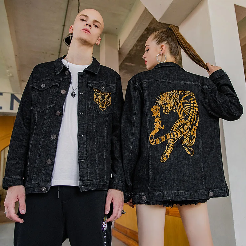 

Jeans jacket men's fall coat china fashion tiger embroidery young men's coat men denim jacket men fashion jacket men