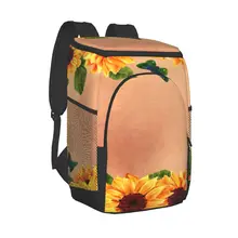 Picnic Cooler Backpack Blooming Sunflowers Butterfly Waterproof Thermo Bag Refrigerator Fresh Keeping Thermal Insulated Bag