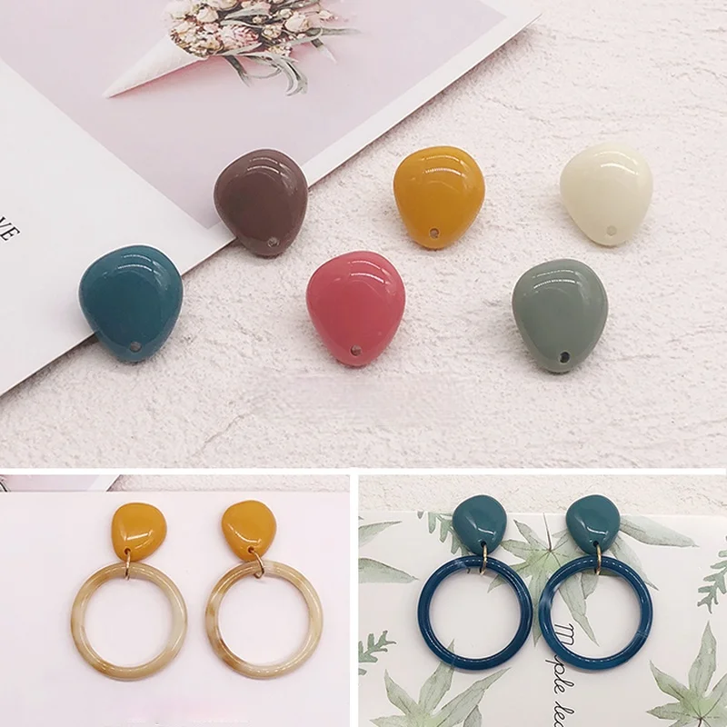 

Morandi color irregular water drop earrings resin creative earrings sweet wild DIY earring materials
