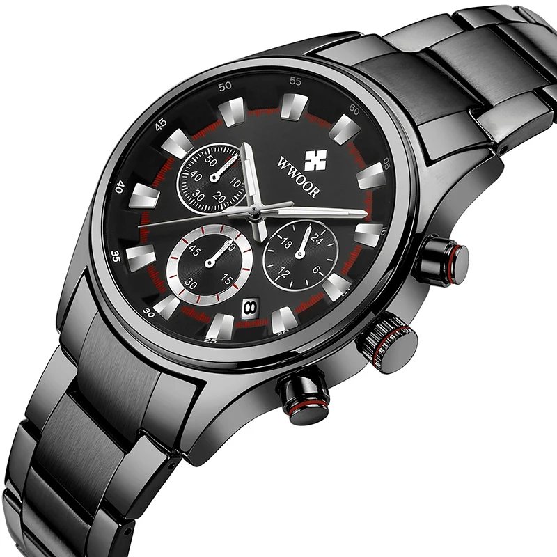 

WWOOR heren Quartz Horloges Waterdicht Goud Man Horloge Roestvrij Staal Mesh Band Mannen Horloge Mannelijke Horloge relogio mas