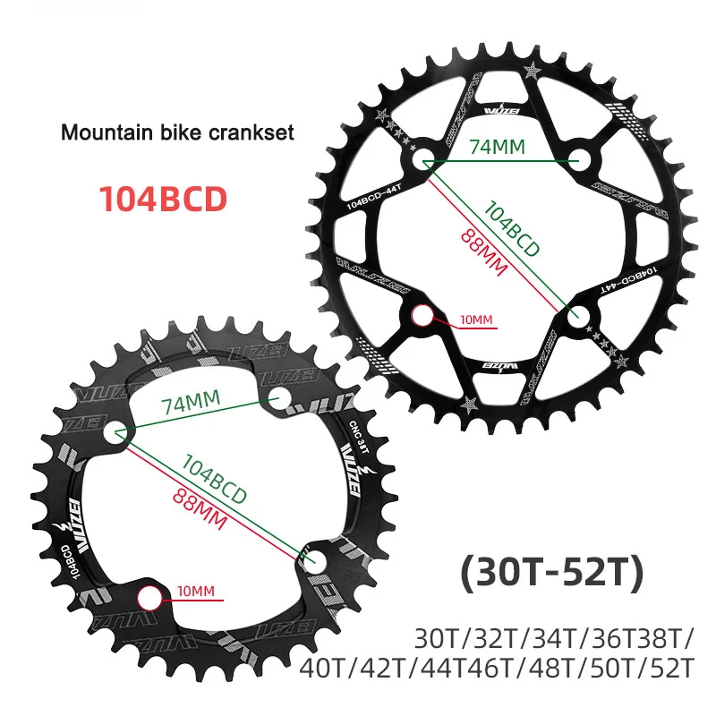 PROWHEEL Road Bike Chaiwheel Mountain Hollow Integrated Crankset 104 BCD Disc 32T 38T 42T 52T Modified Crank Set | Спорт и