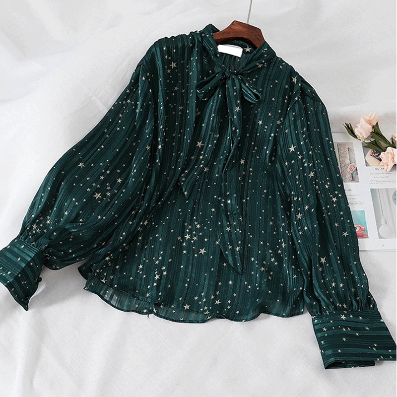 Женская блестящая блузка с люрексом рукавами-фонариками | одежда