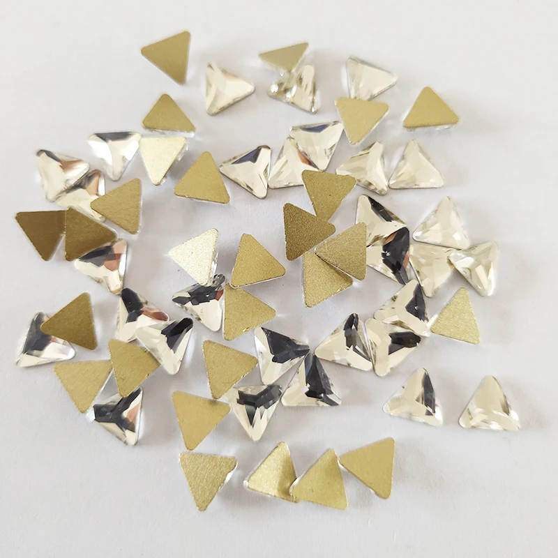 6mm Triangle 1000 шт блестящие стеклянные стразы для дизайна ногтей кристально чистые микс формы стеклянные плоские с оборота камни для 3D украшения ногтей - Цвет: 6mm Triangle