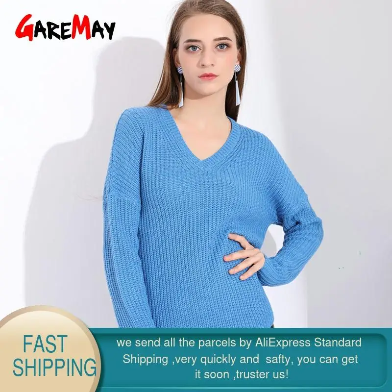Garemay Women Sweaters 2022 Jumpers Ladies Winter Pullover Autumn V Neck Sweater Casual Korean | Женская одежда