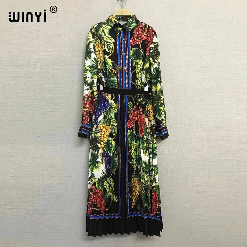 

Contrasting color lapel retro geometric printing shirt two-piece suit women's autumn new style + high waist pleated skirt suit