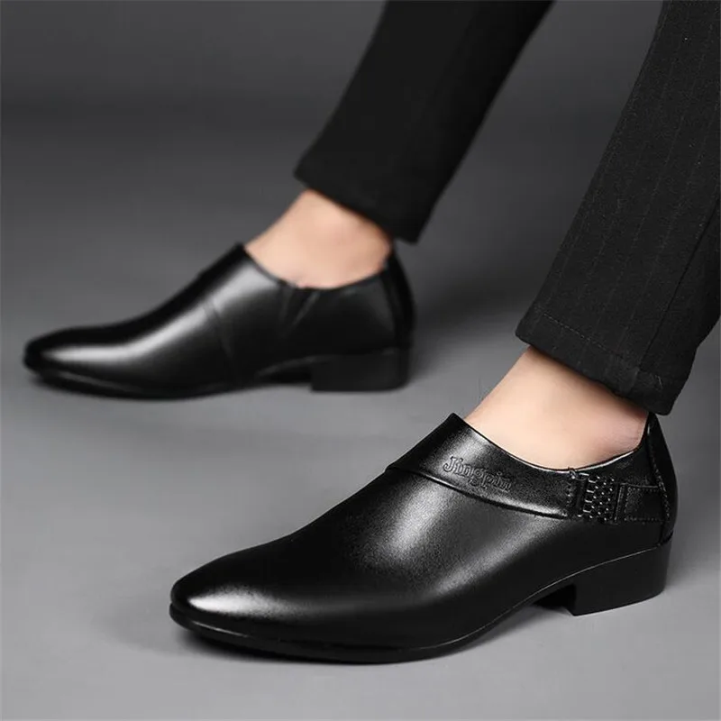 

Luxury Elegant men Dress shoes Oxford British Style simple business wedding slip-on shoes Big size pointed toe men Formal shoes