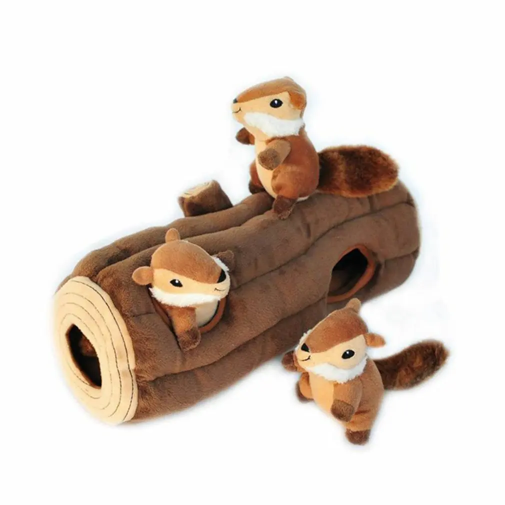 

Interactive Squeaky Toy Tree hole squirrel Interactive Hide And Seek Plush Funny Dog Toy Pet Toy