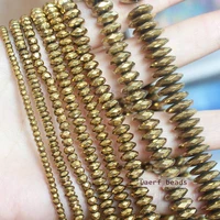 faceted natural gold hematite rondelle 2x3mm 3x8mm beads for diyjewelry making mixed wholesale for all items