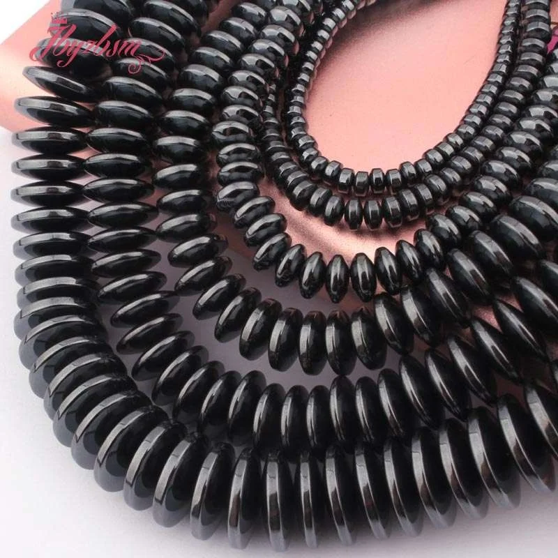2x3 3x8 3x12mm Black Rondelle Sliced Hematite Natural Stone Beads For Necklace Bracelet Pandant Jewelry Making 15&quot Free Shipping |