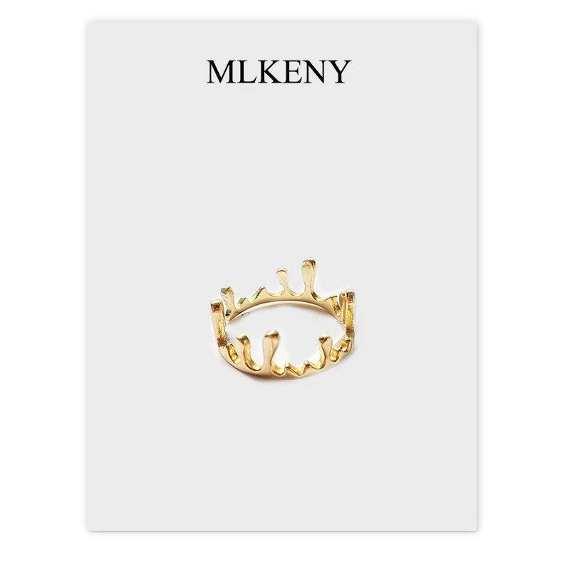 MLKENLY 100% 925 пробы Серебряное кольцо в виде капли воды позолоченное из