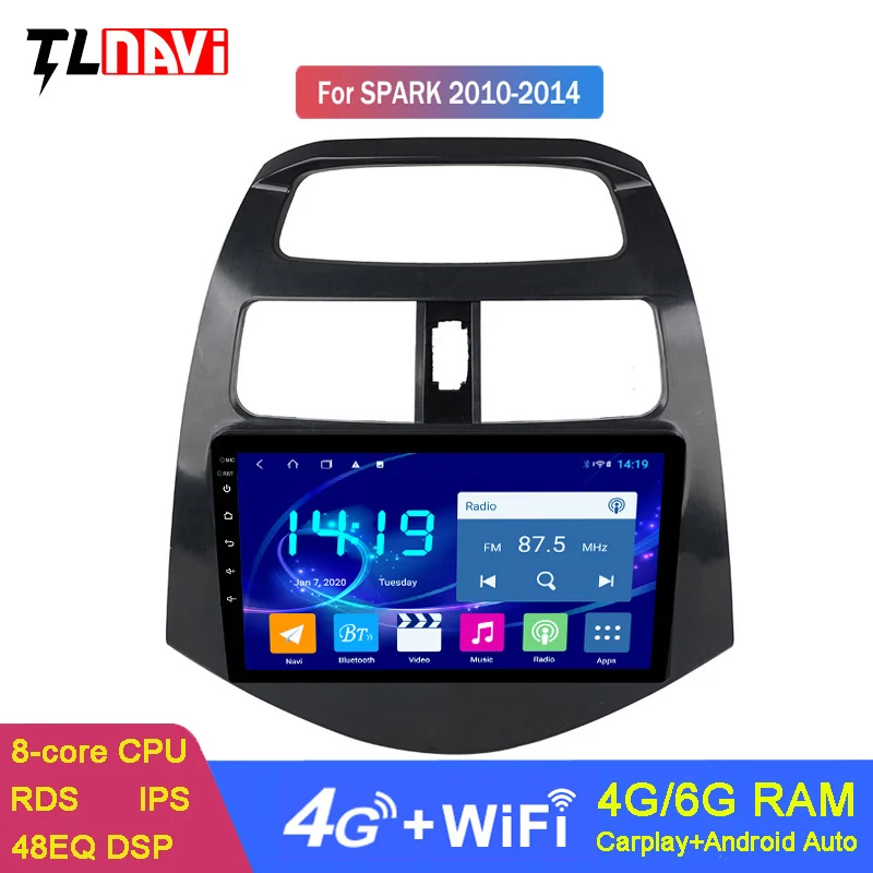 6G+128G DSP CARPLAY Android 10 Car GPS Navigation For CHEVROLET Spark (M300) 2010-2014 Radio Head Unit Multimedia Player | Автомобили и