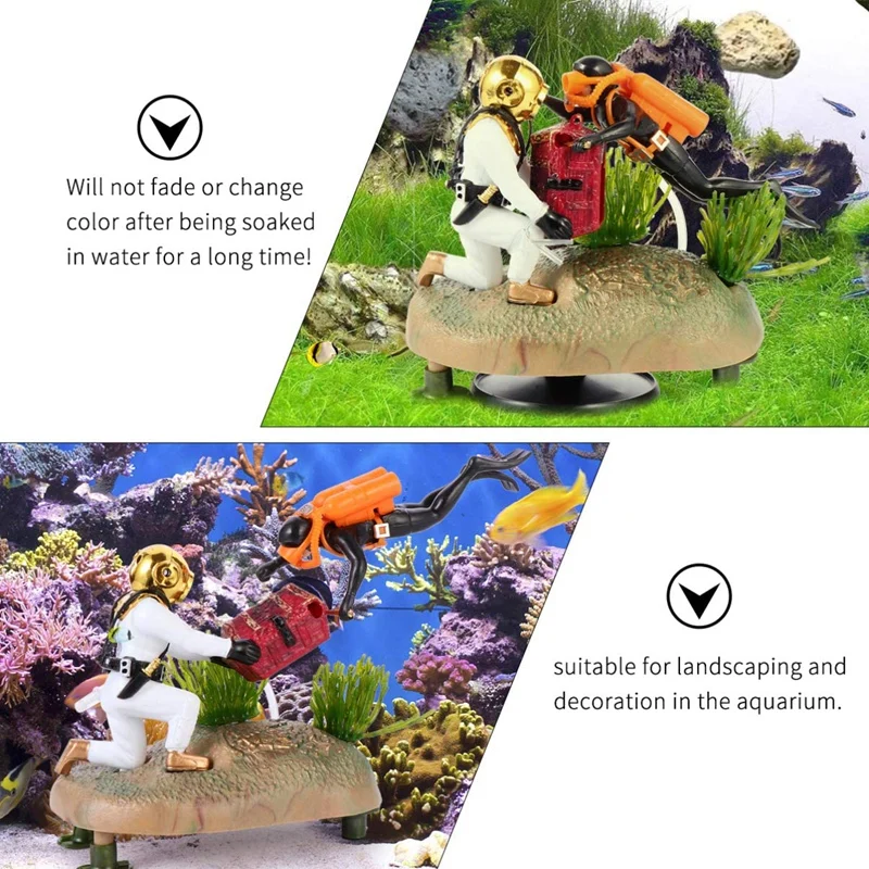 Aquarium Treasure Chest Diver Floating Fish Tank Landscape Ornament Decoration | Дом и сад