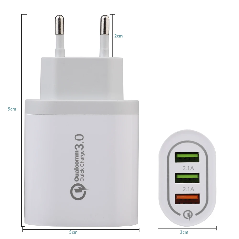 3 USB зарядное устройство QC3.0 Быстрая зарядка настенное зарядное устройство адаптер для мобильного телефона ЕС вилка Универсальное зарядное устройство для мобильного телефона s для Xiaomi