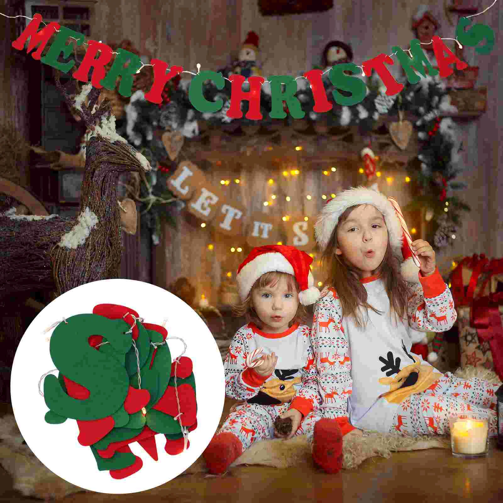 

1pc Merry Christmas Light Hanging Ornament Xmas Light String Banner Decor Creative Layout Pendant