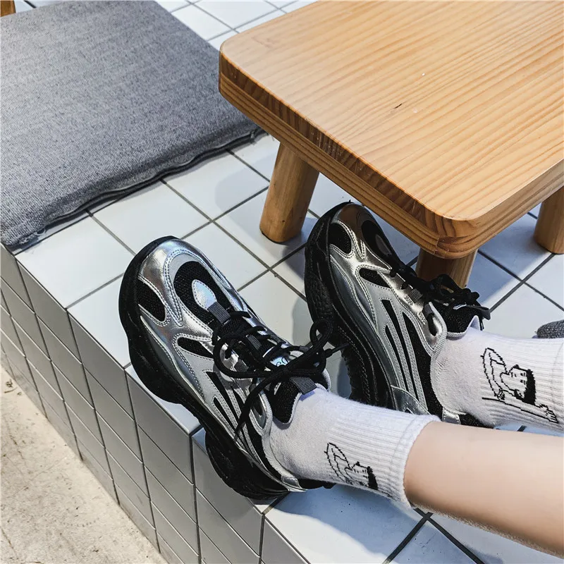 Блестящие массивные кроссовки для женщин коллекция 2019 года сезон осень зима