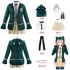 Костюм для косплея Nanami ChiaKi из аниме данганронпа 2, униформа для учащихся средней школы, зеленое пальто, юбка, рубашка, носок, галстук-бабочка, костюмы вечерние